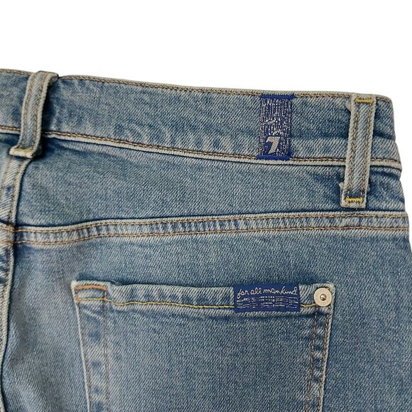 7 For All Mankind Jeans Womens 28 Blue Edie Stretch Patch Distressed Button Fly - Picture 8 of 12